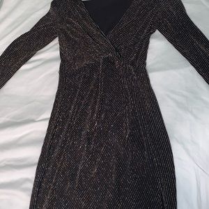 Black and gold shimmer long sleeve dress